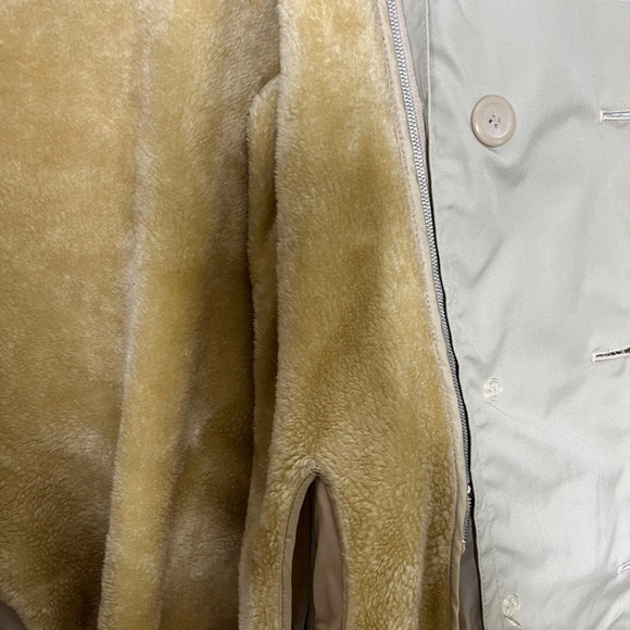 Spiegel khaki double breasted belted trench coat removable liner Sz 48 - Picture 7 of 9